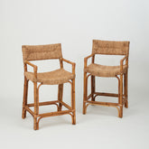 Azul Rattan and Woven Rope Bar Stool